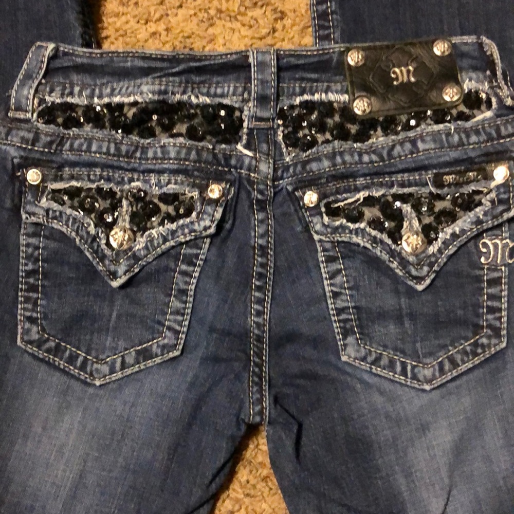 Miss Me Boot cut denim jeans Size 27 Black sequin